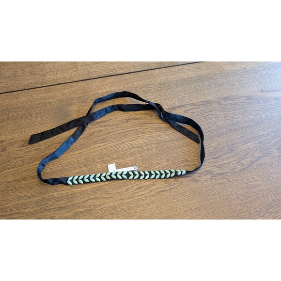 J.CREW Accessories - JCrew Black Belt, Women One Size, Studded w/ green stone Silk & Rayon